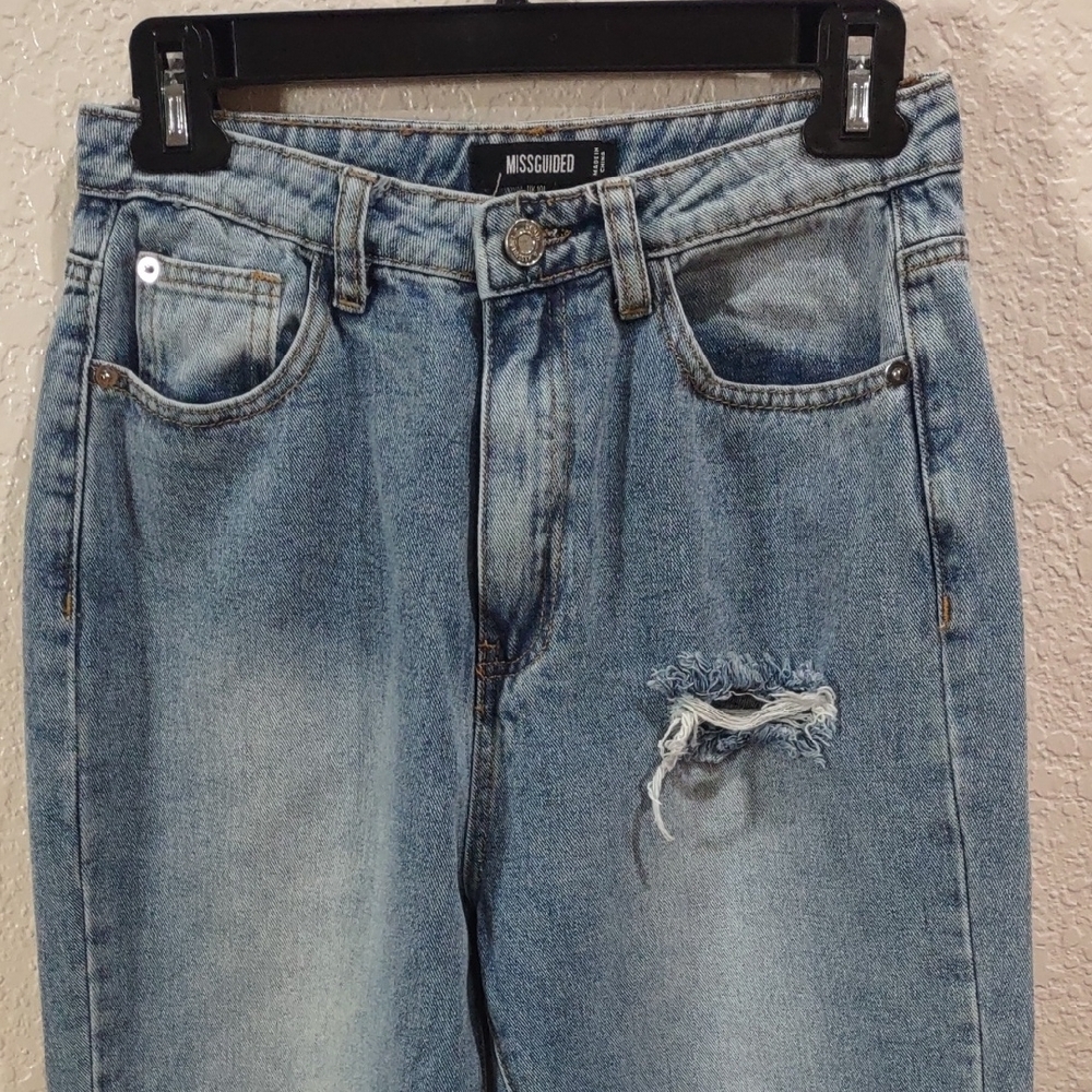 MISSGUIDED Classic Blue Distressed Women's Jeans - Picture 5 of 17